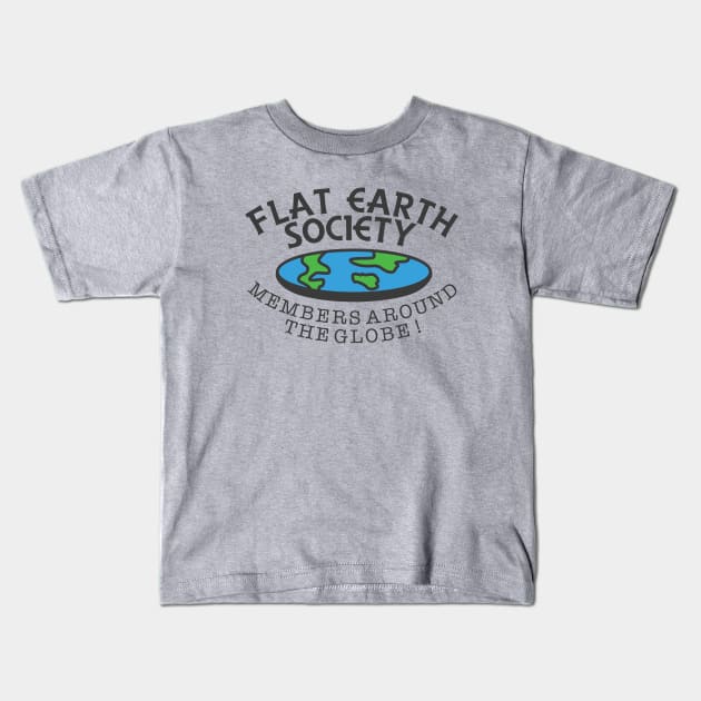 Flat Earth Society - Members Around The Globe Kids T-Shirt by dumbshirts